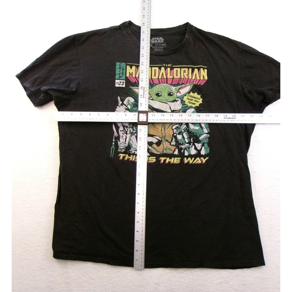 Star Wars The Mandalorian Grogu Boba Fett Black‎ Graphic T-Shirt XL Fifth Sun